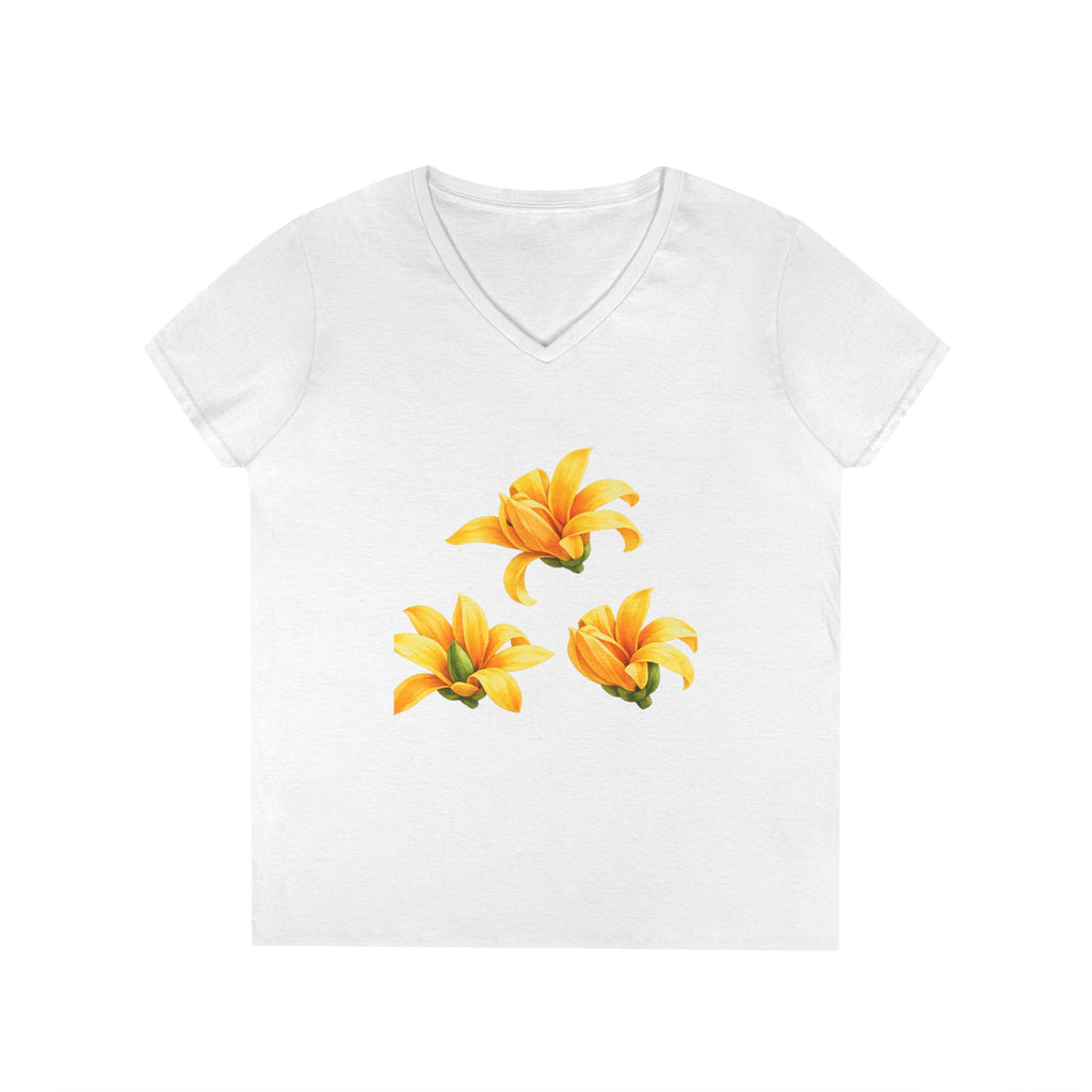 Yellow Lily Floral V-Neck Tee