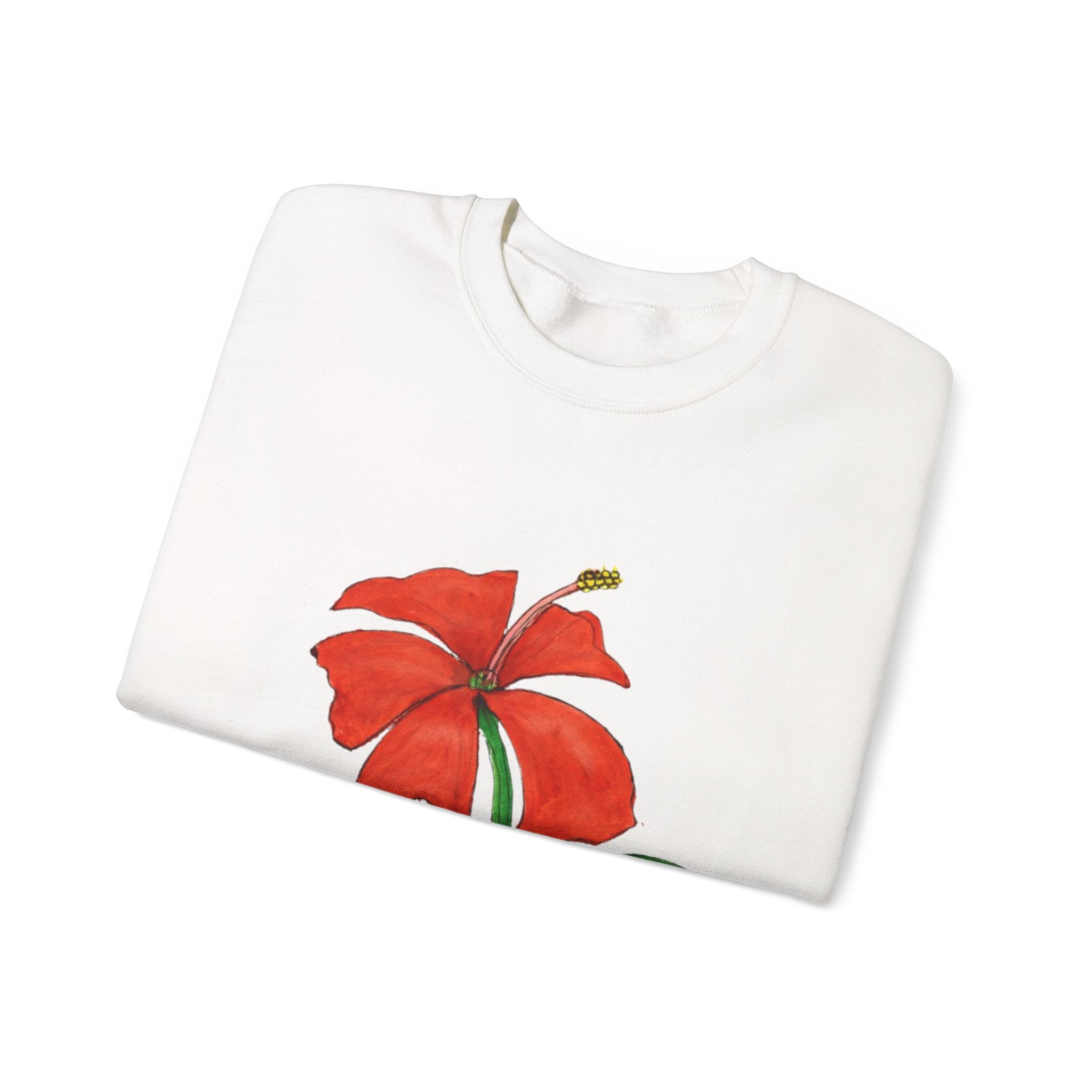Floral Red Hibiscus Sweatshirt — Tropical Flower Crewneck