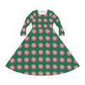 Floral Pink Sunburst Long Sleeve Dance Dress — Women's AOP Costume