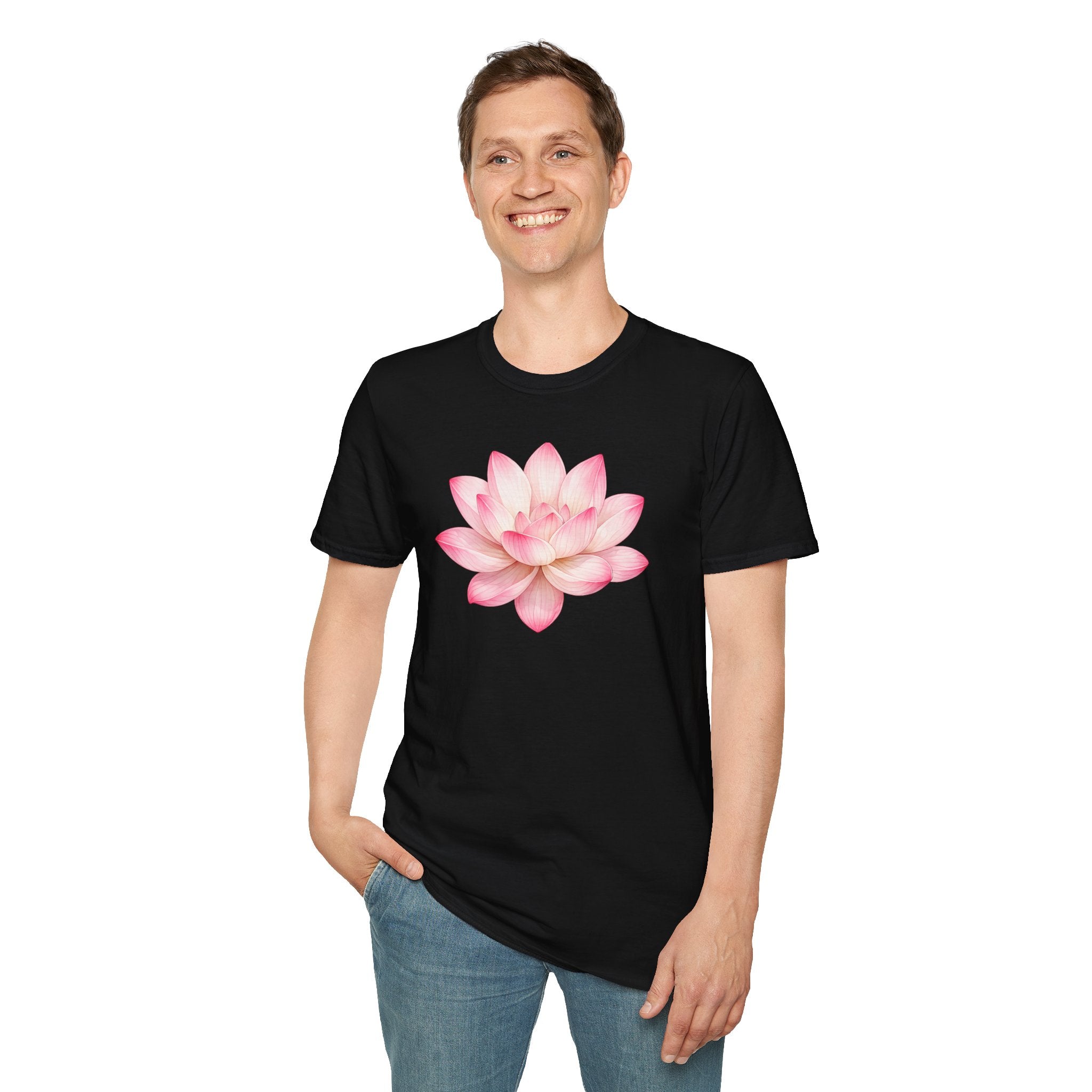 Lotus Flower T-Shirt — Pink Watercolor Floral Tee for Yoga & Mindfulness