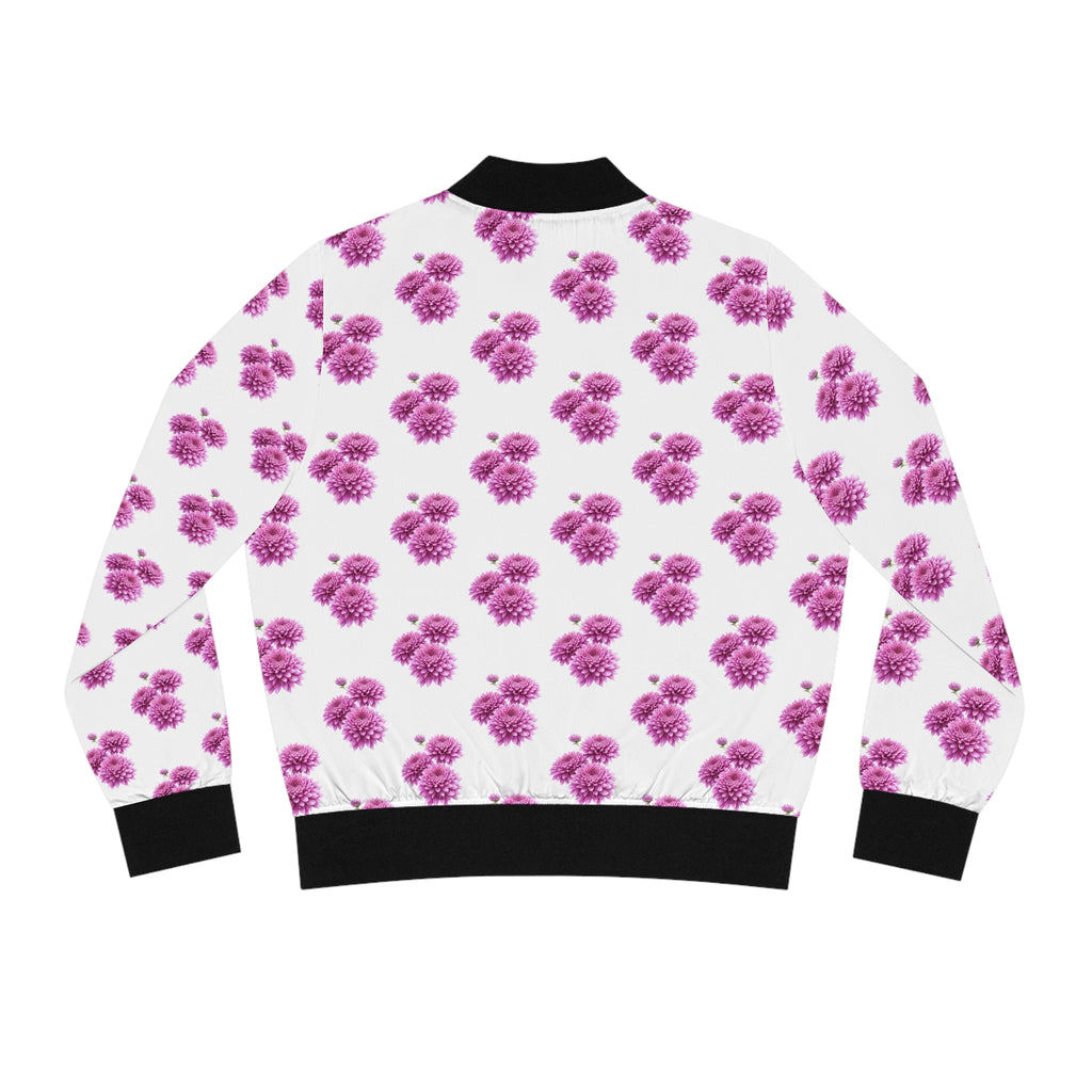 Floral Bomber Jacket — Pink Chrysanthemum (Shevanti) All-Over Print