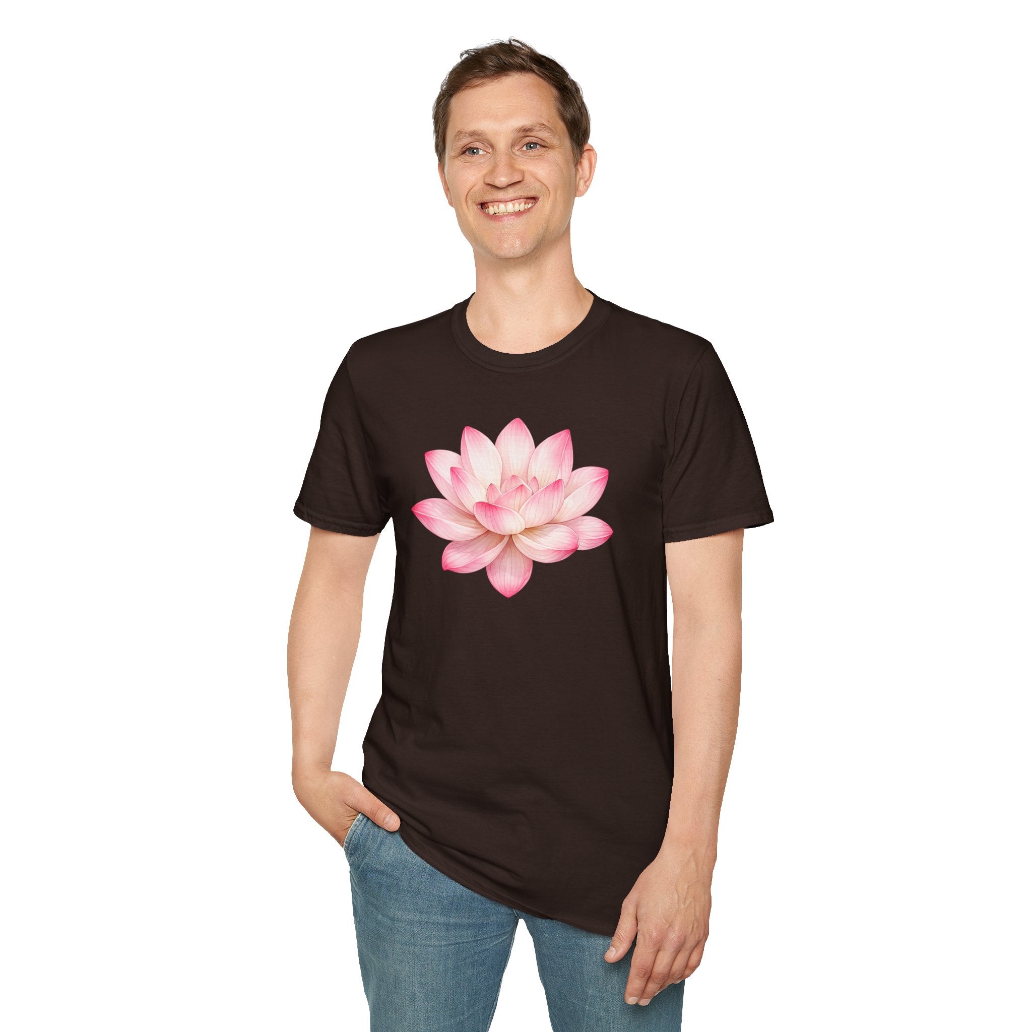 Lotus Flower T-Shirt — Pink Watercolor Floral Tee for Yoga & Mindfulness