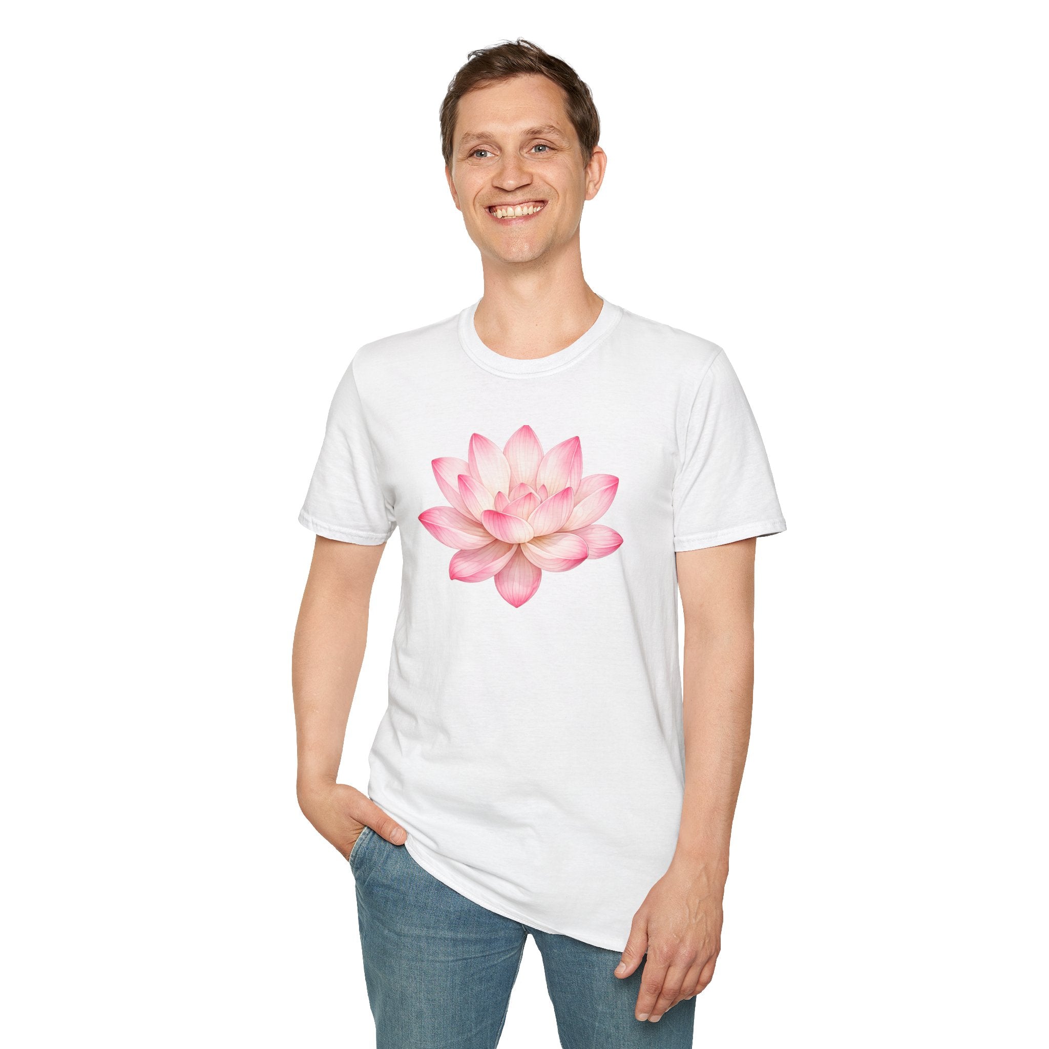 Lotus Flower T-Shirt — Pink Watercolor Floral Tee for Yoga & Mindfulness