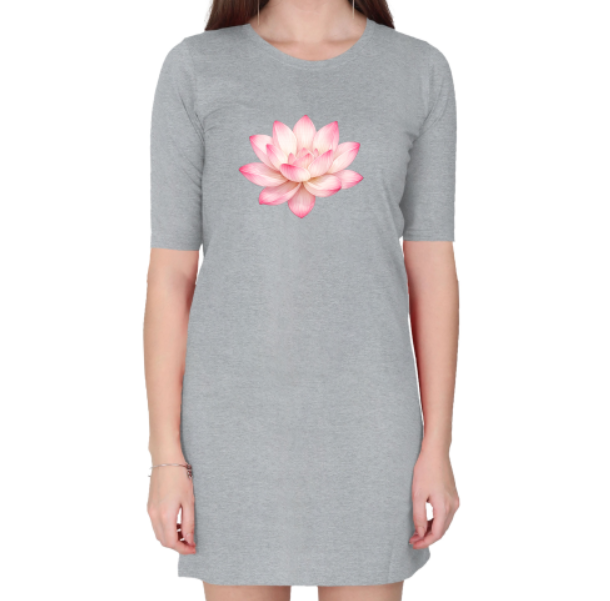 Lotus Bloom Printed T-Shirt Dress – Soft Floral Casual Wear