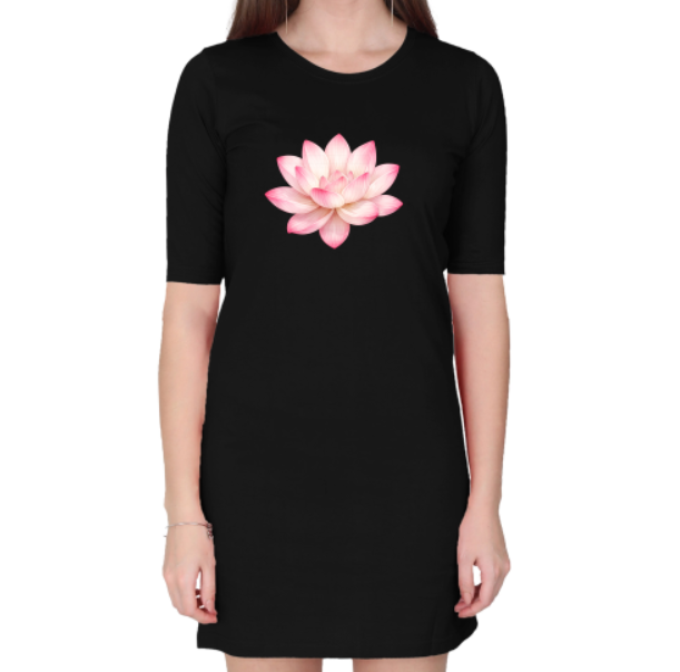 Lotus Bloom Printed T-Shirt Dress – Soft Floral Casual Wear